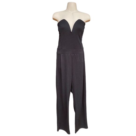 TOTO Collection Black Bandeau Jumpsuit Romper Plus Size 3X Tapered Leg Elegant - Picture 1 of 11